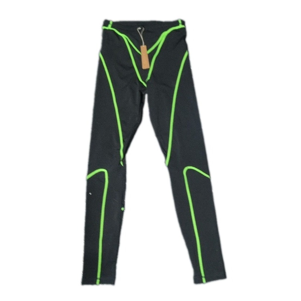 SKIMS Moto Contour Black Green Leggings Bralette Mock Neck Top XS Workout